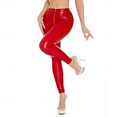 levne pole dancewear-tanec u tyče Kalhoty Řetízek Čistá Barva Barevně dělené Dámské Výkon Trénink Přírodní Umělá kůže