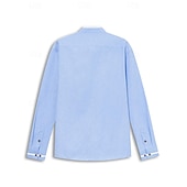cheap Men&#039;s Oxford Shirts-Men&#039;s Band Collar Shirt Dress Shirt Oxford Shirt Solid / Plain Color Wedding White Blue Gray Light Blue Long Sleeve Standing Collar Spring &amp;  Fall Clothing Apparel