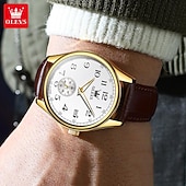 Недорогие Кварцевые часы-OLEVS Мужчины Кварцевые Минималистский Мода Наручные часы Светящийся Календарь ЗАЩИТА ОТ ВЛАГИ Украшение Кожа Часы