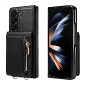 Недорогие Чехлы для Samsung-телефон Кейс для Назначение SSamsung Galaxy Z-сгиб 6 Z Fold 5 Кошелек для карт со стендом Магнитный Молния Ретро ТПУ Кожа PU