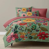 cheap Duvet Cover Sets-Botanical Floral Duvet Cover Set - Includes Duvet Cover and Pillowcases - Elegant Nature-Inspired Design - Soft and Comfortable Fabric - Perfect for Bedroom Decor