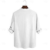 voordelige Straat-Voor heren Strand hemd Grafisch overhemd Kompas Vakantie Zakelijk / ceremonie / bruiloft Zwart Wit khaki Grijs Lange mouw Opstaande boord Lente zomer Kleding Button-omlaag