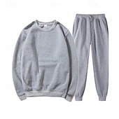 billige grunnleggende sweatsuits-Herre Joggedress sweatsuit Joggedresser Svart Blå Oransje lysegrå Crew-hals عادي 2 deler Sport &amp; Utendørs Daglig Ferie Gatemote Grunnleggende Fritid Vår &amp; Vinter Klær Gensere Gensere