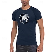 Недорогие Футболки и майки для бега-Муж. Компрессионная футболка Спортивная рубашка Фитнес-рубашка С короткими рукавами Футболка Футболка Повседневные Одежда для спорта и отдыха Лето Пауки