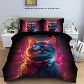cheap Duvet Cover Sets-Cyberpunk Style Sci-Fi Animal Duvet Cover Set Includes Duvet Cover and Pillowcases Futuristic and Vibrant Design Soft and Durable Fabric Perfect for Adding an Edgy Touch to Your Bedroom Decor
