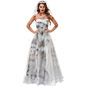 levne Zombie-Zombie Duch nevěsta Cosplay kostým Kostým na Večírek Maškarní Dospělé Dámské Úbory cosplay Výkon Párty předvečer Všech svatých Plesová maškaráda Mardi Gras Jednoduchý karnevalový kostým