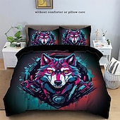 cheap Duvet Cover Sets-Cyberpunk Style Sci-Fi Animal Duvet Cover Set Includes Duvet Cover and Pillowcases Futuristic and Vibrant Design Soft and Durable Fabric Perfect for Adding an Edgy Touch to Your Bedroom Decor