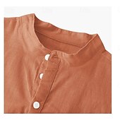abordables Tenue d&amp;#39;affaires décontractée-Homme Chemise en lin Chemise à col chinois Chemise à col mao Chemise d&#039;été Chemise de Plage Couleur Unie Extérieur Vacances Noir Blanche bleu marine Marron Manche Courte Col montant Printemps