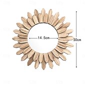 tanie Dekoracje ścienne-lustro ścienne dekoracyjne rustykalne okrągłe drewniane lustra na ścianie sunburst boho dekoracje ścienne lustro dla domku letniskowego wystrój przedpokoju sypialnia salon