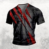 abordables Camisetas de Halloween-Halloween Hombre Horror gótico Arañazos Camiseta Manga Corta Camiseta Impresión 3D Media cremallera Camisa Retro Antiguo Calle Casual Diario Negro Verano Primavera Ropa S M L XL XXL XXXL