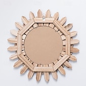 tanie Dekoracje ścienne-lustro ścienne dekoracyjne rustykalne okrągłe drewniane lustra na ścianie sunburst boho dekoracje ścienne lustro dla domku letniskowego wystrój przedpokoju sypialnia salon