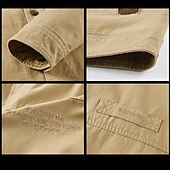 お買い得  メンズジャケット＆コート-男性用 カーゴジャケット トランジションジャケット アウトドア ウィンドブレーカー 複数のポケット オールシーズン 平織り カジュアル ラペル カーキ色 アーミーグリーン ダークブルー ジャケット