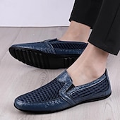 abordables Chaussures Décontractées Slip-On-Mocassins marron perforés pour homme, chaussures habillées décontractées et respirantes, style élégant et décontracté, parfaits pour la conduite, le bureau, les soirées et le quotidien professionnel.