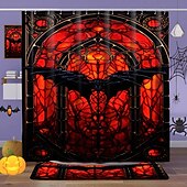 cheap Halloween Shower Curtains-Halloween Shower Curtain with Hooks for Bathroom Shower Curtain  Bathroom Decor Set Polyester Waterproof 12 Pack Plastic Hooks Skull Heads
