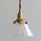 cheap Pendant Lights-LED Pendant Light Warm White 14cm 1-Light Natural Decorative Lamp Base Hanging Lamp Adjustable Rope Indoor Light Translucent Patterned Glass Lampshade Ceiling Hanging Light Dining Room Living Room 110-240V