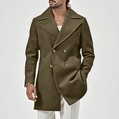 levne Pánský trenčkot-Pánské Kabát Trenčkot Denní Dovolená Podzim zima Polyester Yumuşak Svrchní oděvy Oblečení Módní Klasické Bez vzoru Kapsy Přehnutý Dvouřadé