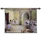 cheap Jacquard Woven Tapestries-Jacquard Woven Tapestry Gobelin Aubusson Wall Art Hanging Aubusson Large Tapestry Reproduction Loom Cotton Weave Ballet Class Belgian Tapestry (without tassels and rod)