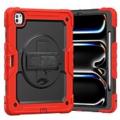 cheap iPad case-Tablet Case Cover For Apple iPad Air 11&quot;(2024) iPad Air 13&quot;(2024) iPad Pro 11&quot;(2024) iPad Pro 13&quot;(2024) Portable Handle Pencil Holder Armor PC Silicone