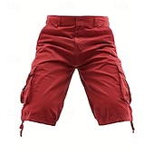 baratos Clássico-Homens Shorts táticos Capri Cargo Shorts Bermuda Cargo Calção Shorts de Trilha Botões Bolso multi Tecido Vestível Comprimento da panturrilha Ao ar livre Diário Acampar e Caminhar Moda Clássico Preto