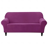 baratos Cobertura de Sofa-capa completa de veludo para sofá capa de sofá pelúcia e extensível tecido macio e durável com tudo incluído - fácil de instalar limpo - perfeito para proteger e melhorar seu sofá