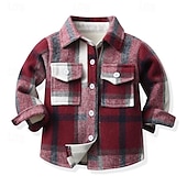 abordables Camisetas y camisas-Chico 3D Plaid Camisas Manga Larga Otoño Invierno Moda Básico Niños 4-12 años Diseño Exterior Casual Diario Ajuste regular