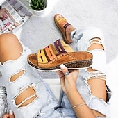 cheap Comfort Sandals-Colorful Women&#039;s Open-Toe Wedge Sandals with Cut-Out Design for Boho Summer and Casual Wear