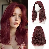 economico Parrucche da festa-parrucca parrucche di media lunghezza per donna riga in mezzo capelli sintetici parrucca ondulata con ciocche migliorate parrucca di capelli naturali per uso quotidiano per feste/carnevale