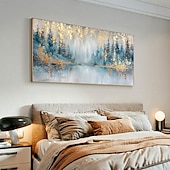 cheap Landscape Paintings-Manual Handmade Oil Painting Hand Painted Horizontal Panoramic Abstract Landscape Modern Realism Rolled Canvas (No Frame)