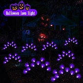 abordables Halloween Outdoor-2pcs Halloween Solar Firefly Swing Spiders Light Purple Red Green Solar Outdoor Lawn Pathway Lights Waterproof Plug In the Ground Lamp Swing with the Wind for Outdoor Yard Garden Pathway Patio Decoration Lamp