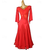 voordelige Ballroom danskleding-Ballroomdansen Kleding Gesplitst Dames Prestatie Feest Lange mouw Chiffon Netstof Spandex