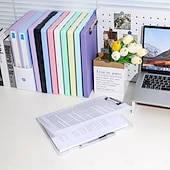 お買い得  事務用品-大容量のA4ファイルフォルダー収納ボックス、プレートクリップ付き、テスト用紙情報ブック、学生向け科目分類
