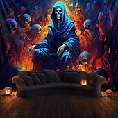 billige Halloween dekorasjon-halloween dekorasjoner grønne hodeskaller hengende billedvev veggkunst stor billedvev veggmaleri dekor fotografi bakteppe teppe gardin hjem soverom stue