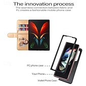 Недорогие Чехлы для Samsung-телефон Кейс для Назначение SSamsung Galaxy Z-сгиб 6 Z Fold 5 Z Fold 4 Z Fold 3 Кошелек для карт Магнитный Молния с ремешком на запястье Ретро ПК Кожа PU