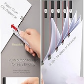cheap Office Supplies-Paper Clam Clip Dispenser Handheld File Document Clipper with 50 Reuseable Stainless Steel Refill Clips for Home Office School