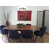 billige Jacquard vevde gobeliner-jacquard vevd billedvev gobelin aubusson veggkunst hengende stor billedvev reproduksjon vevstol bomullsvev mandelblomster belgisk billedvev (uten dusker og stang)