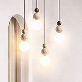 abordables Éclairages pour îlot-Lampe suspendue LED blanc chaud 11/50/70 cm 1/2/3 lumières créatives en pierre et bois mini lustre industriel suspendu en verre g9 lampe suspendue pour îlot de cuisine salle à manger chambre 85-265 V