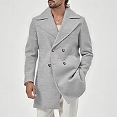 levne Pánský trenčkot-Pánské Kabát Trenčkot Denní Dovolená Podzim zima Polyester Yumuşak Svrchní oděvy Oblečení Módní Klasické Bez vzoru Kapsy Přehnutý Dvouřadé