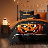 levne Sady přikrývek-kolekce halloween sada povlaků na přikrývky Jack o lucerna dýně 3dílná sada super měkká šetrná k pokožce s dlouhou životností