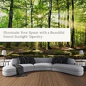 baratos Tapeçaria da Floresta-l.t.home natureza tapeçaria de parede arte decoração cobertor cortina piquenique toalha de mesa pendurado casa quarto sala de estar dormitório decoração floresta paisagem sol através da árvore
