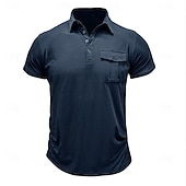 cheap Men&#039;s Classic Polo-Men&#039;s Polo Shirts Golf Shirt Work Casual Lapel Ribbed Polo Collar Short Sleeve Basic Modern Solid Color Patchwork Buttons Spring &amp; Summer Regular Fit Dark Gray Black White Burgundy Royal Blue Blue