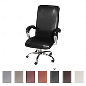 abordables Housse de chaise-housse de chaise de bureau imperméable et extensible - design simple et moderne - housse de chaise d&#039;ordinateur en cuir PU - durable et facile à nettoyer - parfaite pour protéger et améliorer les