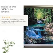 billige Skogteppe-skog kaskade landskap hengende billedvev veggkunst stor billedvev veggmaleri dekor fotografi bakteppe teppe gardin hjem soverom stue dekorasjon
