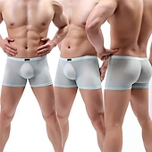 cheap Men&#039;s Boxers Underwear-Men&#039;s 1 PCS Boxers Underwear Boxer Shorts Mesh Nylon Breathable Soft Comfortable Plain Mid Rise Black White