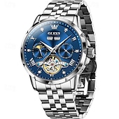 baratos Relógio Automático-nova marca olevs moda masculina europeia tendência relógio de negócios calendário luminoso indicação de 24 horas semana relógio mecânico multifuncional pulseira de aço à prova d&#039;água esportes relógio