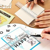 economico Forniture per ufficio-Righello quadrato a T in acrilico trasparente per creazione e disegno di precisione Righello manuale per misurazioni trasparenti da 6 pollici