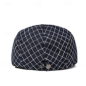 tanie Czapki męskie-Męskie Kaszkiet Kapelusz Ascot Kapelusz gazeciarza Czarny Biały Bawełna Moda Codzienny Ulica Codzienny Kratka Regulowany Filtr przeciwsłoneczny Oddychający