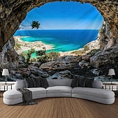 billiga Ocean Beach Gobeläng-landskap hav grotta hängande gobeläng väggkonst stor gobeläng väggmålning dekor fotografi bakgrund filt gardin hem sovrum vardagsrum dekoration
