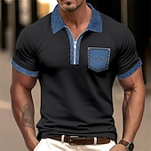 preiswerte Herren Klassisches Polo-Herren Poloshirt Golfhemd Casual Festtage Kargen Viertel Postleitzahl Kurzarm Modisch Basic Farbblock Viertel Postleitzahl Sommer Regular Fit Hellblau Schwarz Weiß Khaki Hellgrau Poloshirt