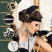 olcso Öltözetek-Retró Ordító 20-as évek 1920-as évek Flapper ruha Felszerelések Kiegészítő készlet A nagy Gatsby Flapper lány Esküvői Vendég Flitter Rojt Női Menyegző Ruha Klub Felnőttek Ruha Kesztyűk Zoknik Minden