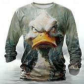economico Magliette con stampa animale-Per uomo Animali Divertente maglietta Camicia Henley Manica lunga maglietta Stampa 3D Girocollo Camicia Originale Retrò vintage Strada Informale Giornaliero Rosso Viola Verde Estate Primavera Autunno